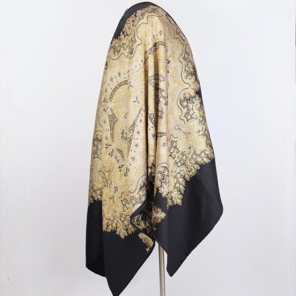 ETRO cape poncho jacket black gold wool metallic paisley pattern - Picture 8 of 13